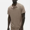 Polo de manga corta «Coastal» de jersey de lino - Gravel