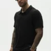 Polo de manga corta «Coastal» de jersey de lino - Negro