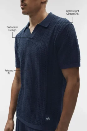 Polo de manga corta de punto Coastline – Azul marino