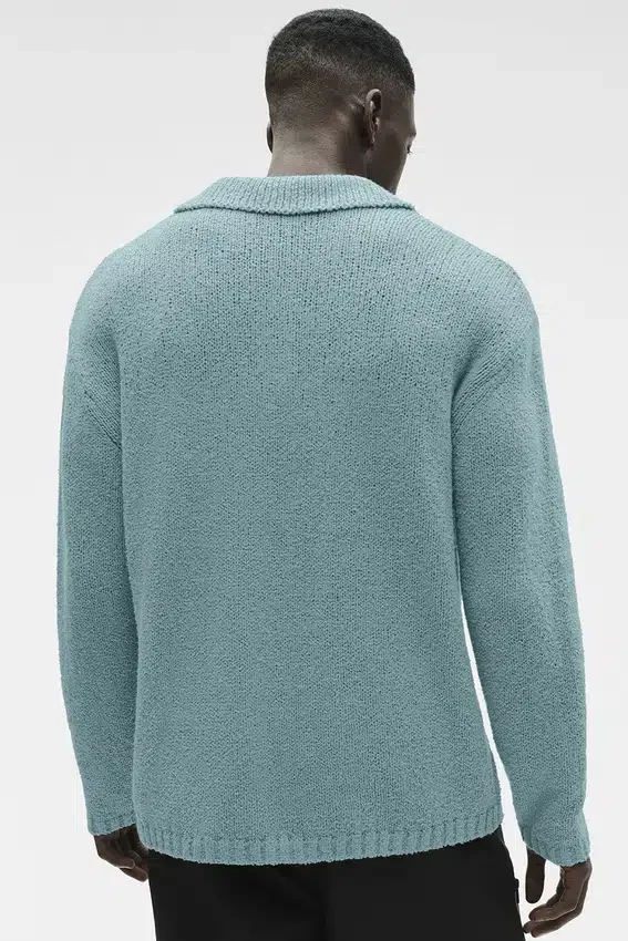 Polo de manga larga de punto texturizado - Desert Sage