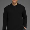 Polo de manga larga de punto texturizado - Negro
