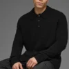 Polo de manga larga de punto texturizado - Negro
