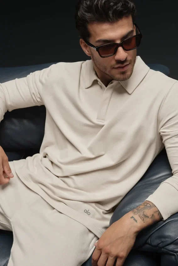 Polo de manga larga «Double Take» - Color hueso
