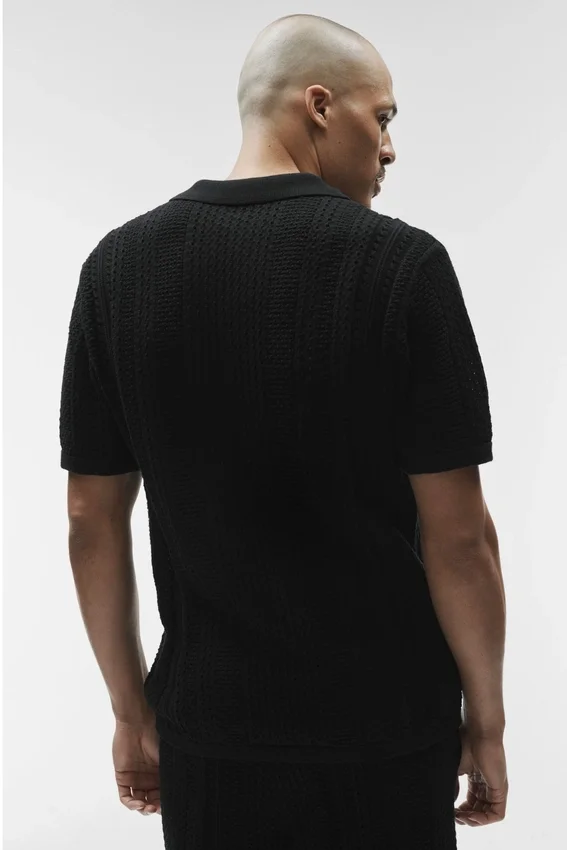 Polo de punto «Coastline» de manga corta - Negro