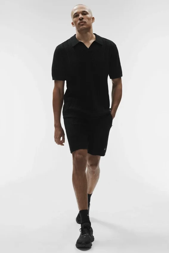 Polo de punto «Coastline» de manga corta - Negro