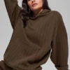 Sudadera con capucha a rayas — Rayas color café expreso