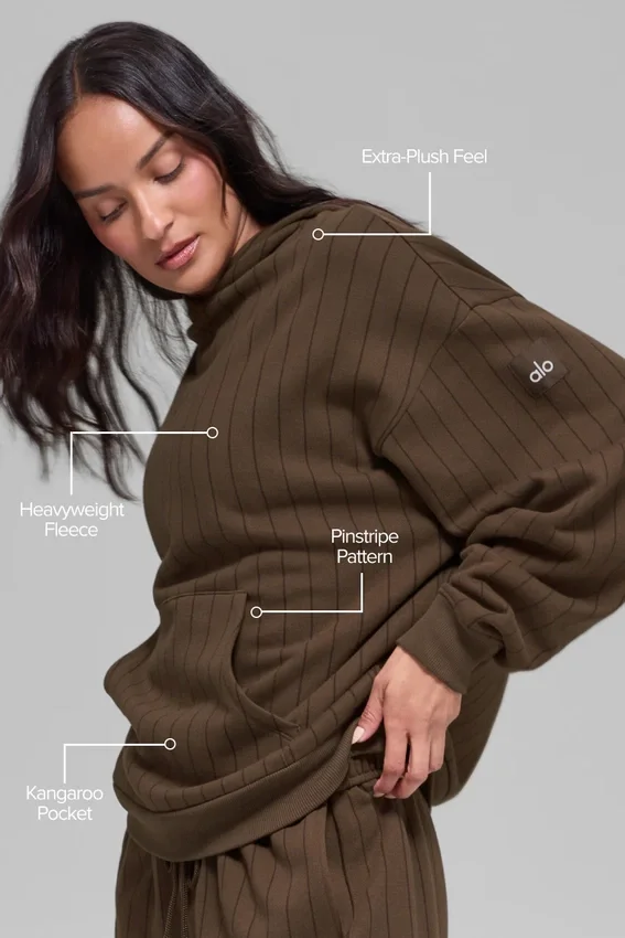 Sudadera con capucha a rayas — Rayas color café expreso