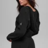 Sudadera con capucha de cachemira con tejido de rizo y cremallera completa - Negro