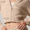 Sudadera con capucha de cachemira de punto waffle con cremallera completa - Macadamia Blush