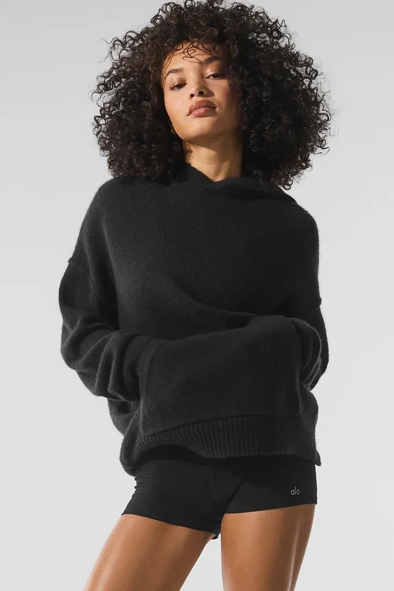 Sudadera con capucha de lana y cachemira «New Class» - Negro