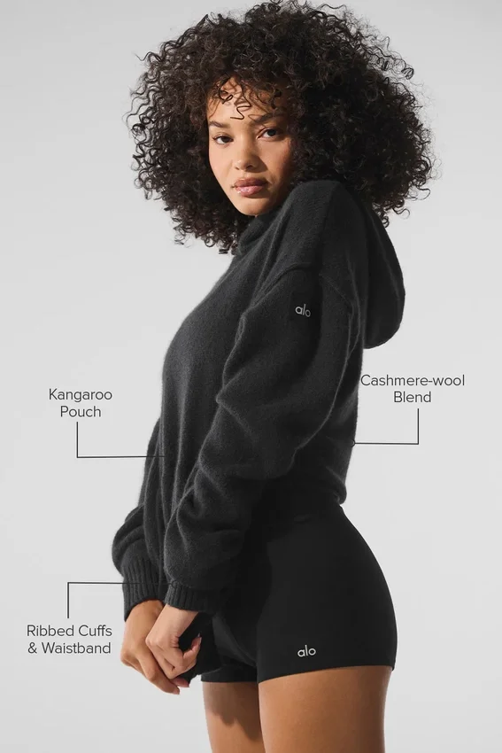 Sudadera con capucha de lana y cachemira «New Class» - Negro