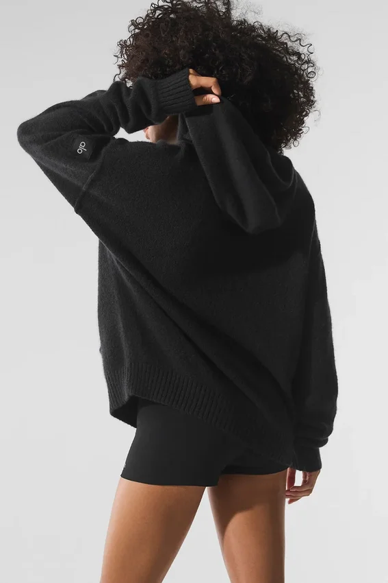 Sudadera con capucha de lana y cachemira «New Class» - Negro