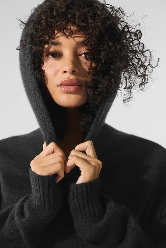 Sudadera con capucha de lana y cachemira «New Class» - Negro