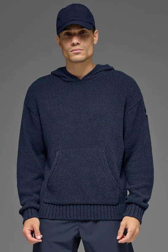 Sudadera con capucha de punto texturizado - Azul marino