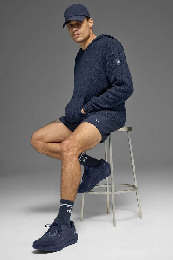 Sudadera con capucha de punto texturizado - Azul marino