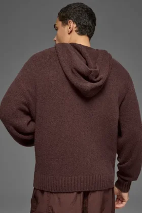 Sudadera con capucha de punto texturizado – Brownstone