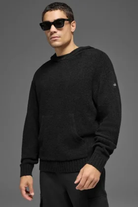 Sudadera con capucha de punto texturizado - Negro