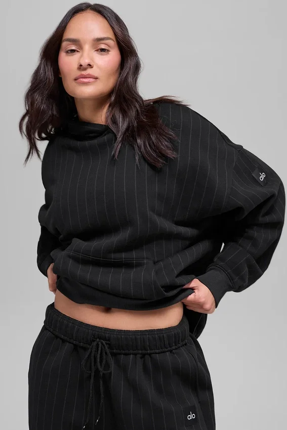 Sudadera con capucha de rayas finas - Rayas finas negras
