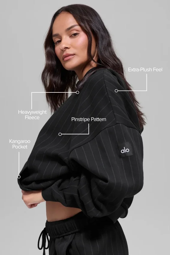 Sudadera con capucha de rayas finas - Rayas finas negras
