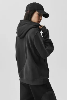 Sudadera con capucha «Make Waves» – Negro vintage tonal