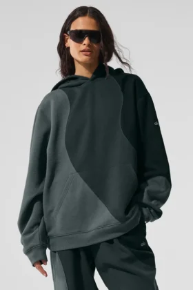 Sudadera con capucha «Make Waves» - Verde carbón tonal