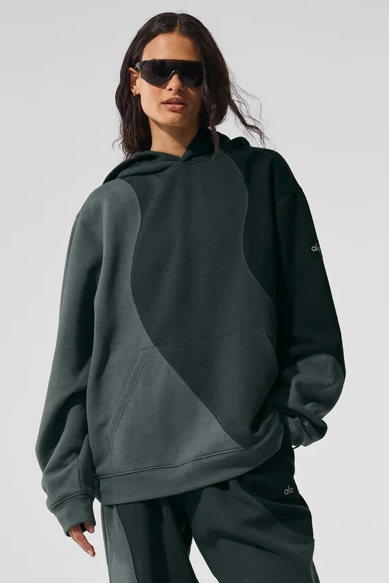 Sudadera con capucha «Make Waves» - Verde carbón tonal
