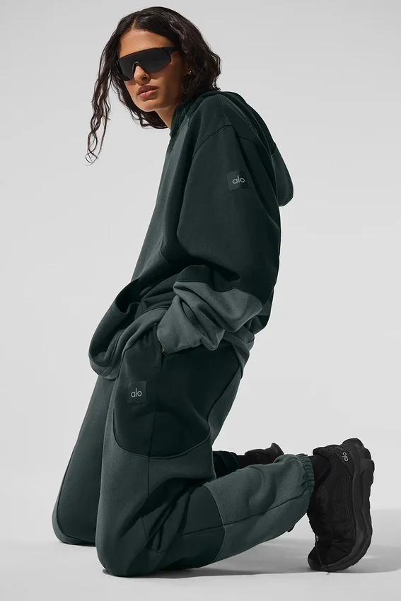 Sudadera con capucha «Make Waves» - Verde carbón tonal