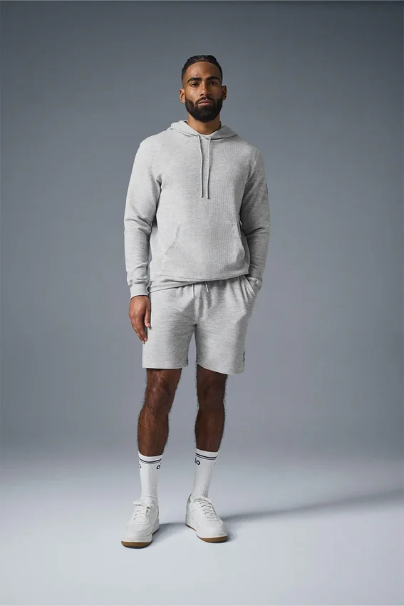 Sudadera con capucha Micro Waffle Fast Break - Gris jaspeado deportivo
