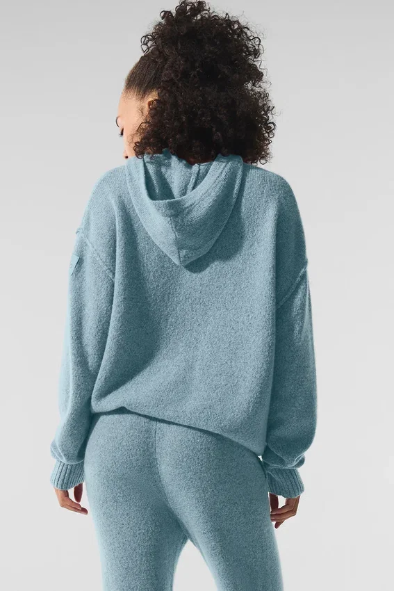 Sudadera con capucha New Class de lana y cachemira - Azul celestial granito jaspeado