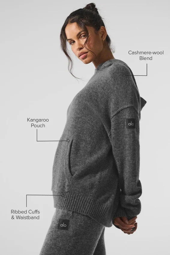 Sudadera con capucha «New Class» de lana y cachemira - Gris platino