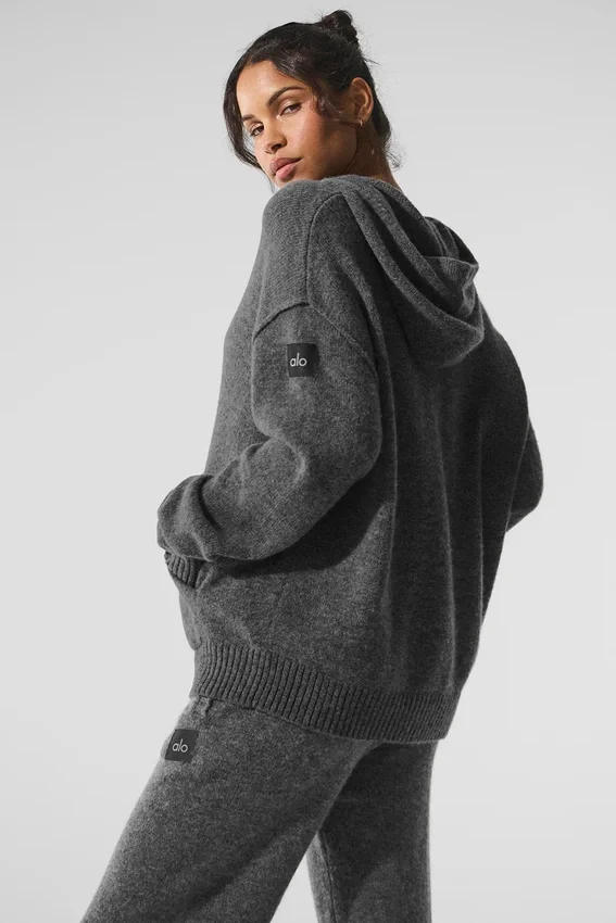 Sudadera con capucha «New Class» de lana y cachemira - Gris platino