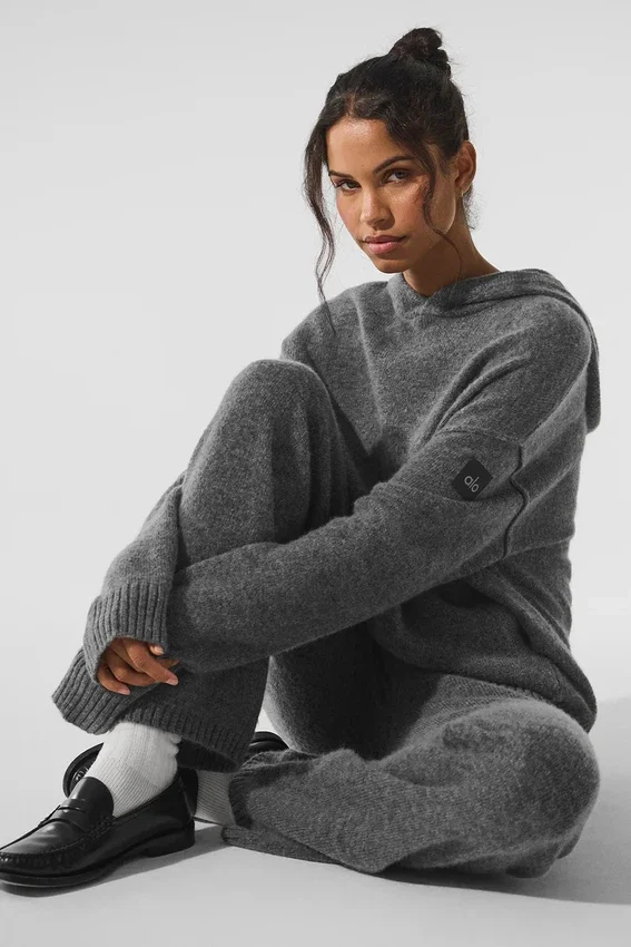 Sudadera con capucha «New Class» de lana y cachemira - Gris platino