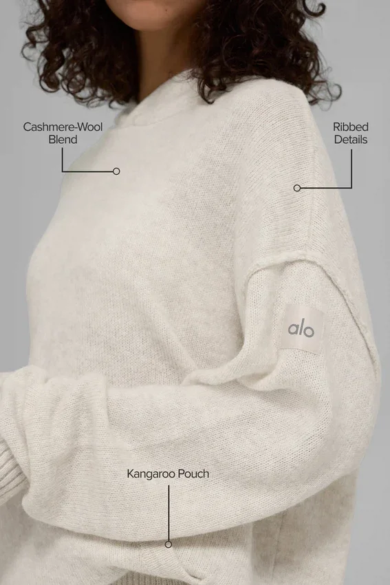 Sudadera con capucha New Class de lana y cachemira - Hueso jaspeado