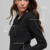 Sudadera con capucha Noble de lana y cachemira acanalada con cremallera completa - Negro