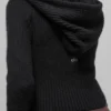 Sudadera con capucha Noble de lana y cachemira acanalada con cremallera completa - Negro