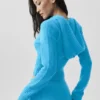 Sudadera con capucha Noble de lana y cachemira con canalé y cremallera completa - Azul celeste