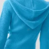Sudadera con capucha Noble de lana y cachemira con canalé y cremallera completa - Azul celeste