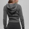 Sudadera con capucha Noble de lana y cachemira con canalé y cremallera completa - Gris platino