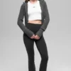 Sudadera con capucha Noble de lana y cachemira con canalé y cremallera completa - Gris platino