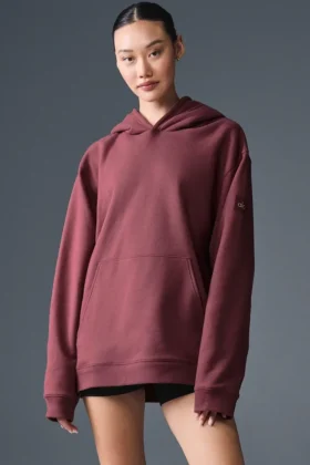 Sudadera con capucha Renown de tejido grueso - Trufa burdeos