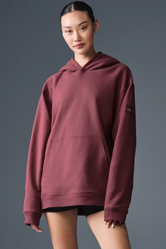 Sudadera con capucha Renown de tejido grueso - Trufa burdeos