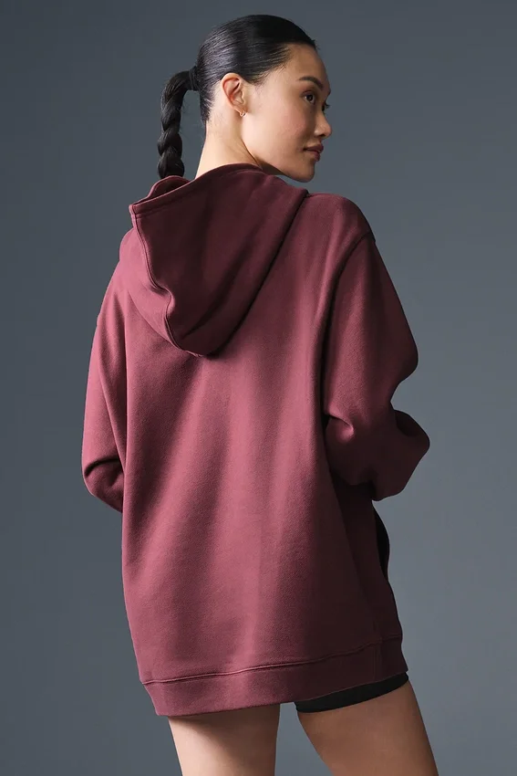 Sudadera con capucha Renown de tejido grueso - Trufa burdeos