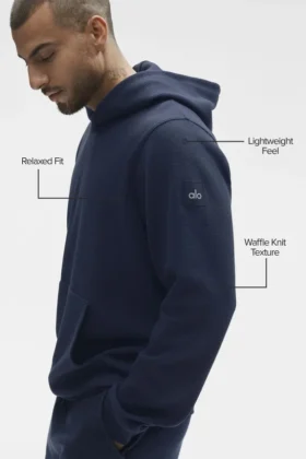 Sudadera con capucha Waffle Lounge – Azul marino