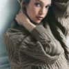 Sudadera con capucha «Winter Bliss» de punto trenzado - Cacao claro