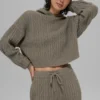 Sudadera con capucha «Winter Bliss» de punto trenzado - Cacao claro