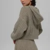 Sudadera con capucha «Winter Bliss» de punto trenzado - Cacao claro