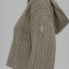 Sudadera con capucha «Winter Bliss» de punto trenzado - Cacao claro