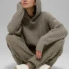 Sudadera con capucha «Winter Bliss» de punto trenzado - Cacao claro