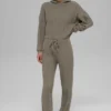 Sudadera con capucha «Winter Bliss» de punto trenzado - Cacao claro