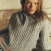 Sudadera con capucha «Winter Bliss» de punto trenzado — Gris jaspeado deportivo